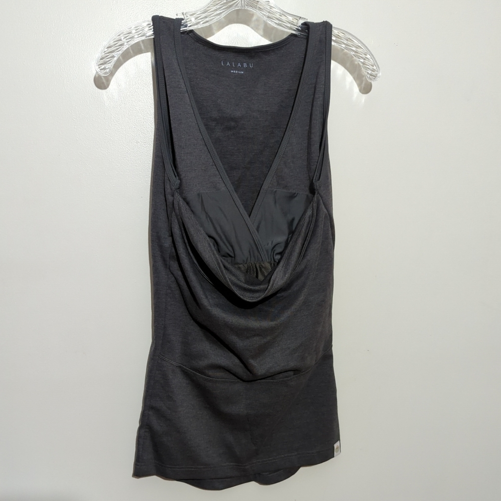 Lalabu Womens Shirt Medium Gray Baby Soothe Carrier Tank Sleeveless V Neck